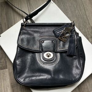 Coach Navy Leather Shoulder Bag